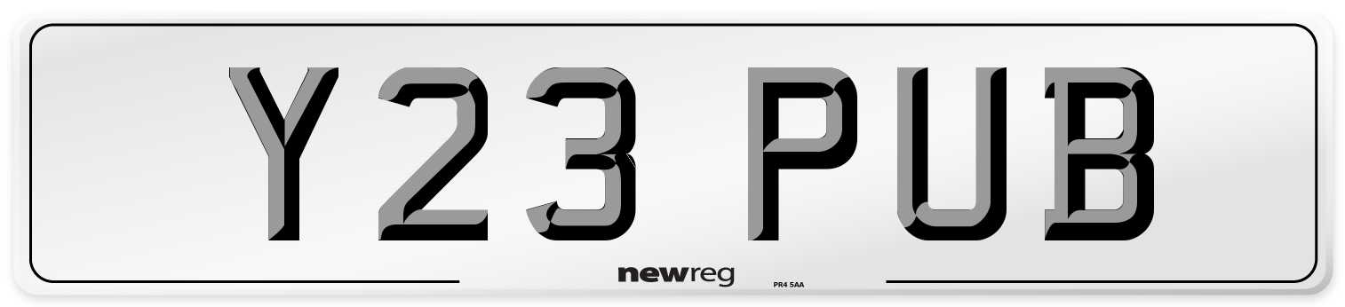 Y23 PUB Number Plate from New Reg